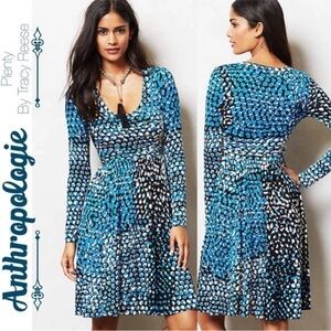 Anthropologie Tracy Reese 'Dotscape' Dress Blue Black & White Sz M Beautiful